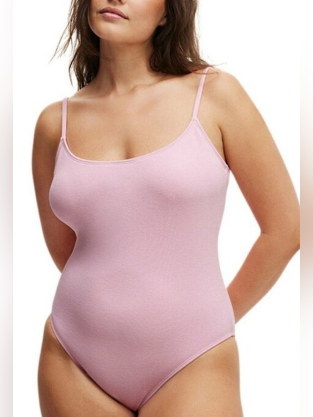 Cotton On Body Pink One Piece Swimsuit Thin Strap Low Scoop Cheeky